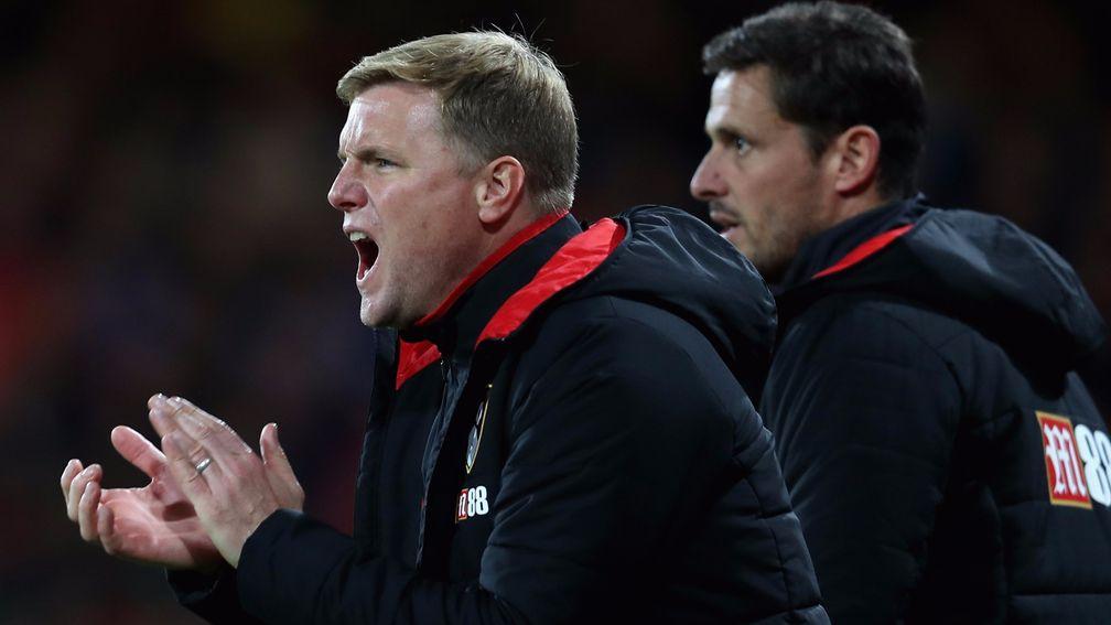 Bournemouth manager Eddie Howe encouraging his team against Chelsea