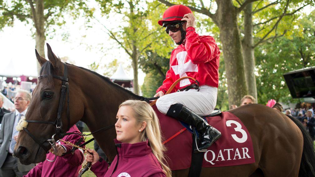 Gordon Lord Byron in the paddock before his second in the Prix de la Foret at Longchamp in 2014