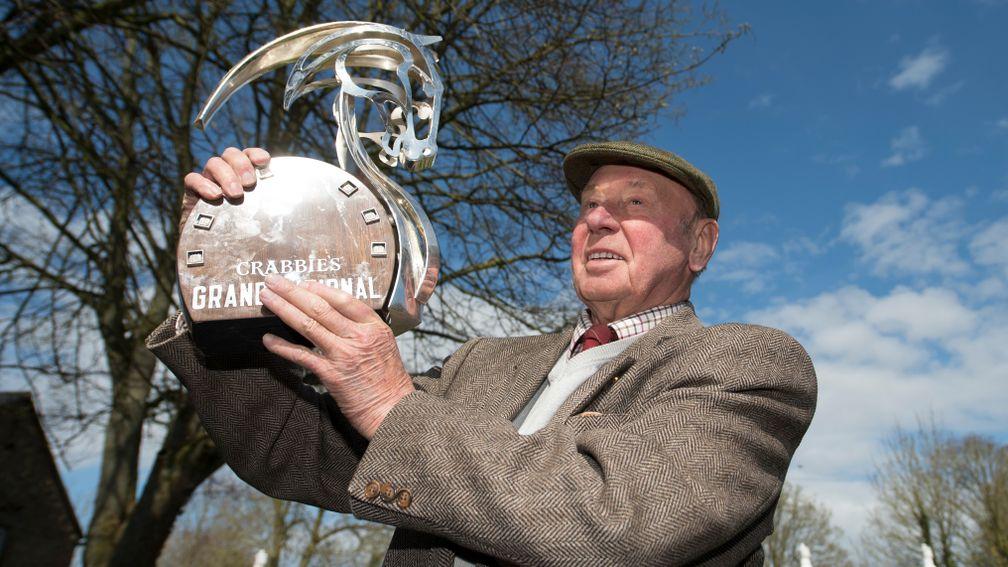 The holy grail: Trevor Hemmings with the trophy for the 2015 Grand National