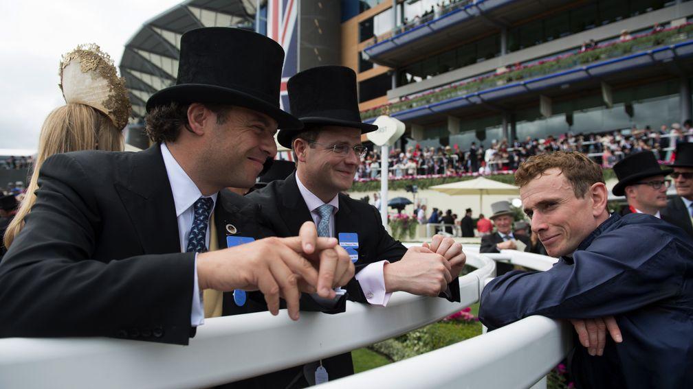 Never in doubt chaps: a relaxed Ryan Moore reects on Caravaggio’s Commonwealth Cup victory with Tom (left) and MV Magnier