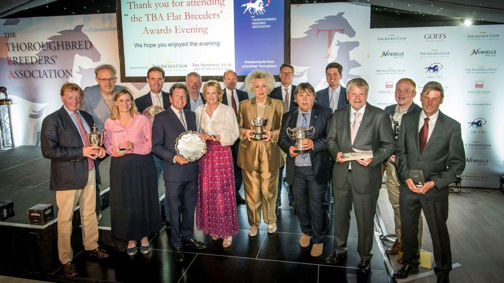 Prize winners at the TBA's Flat Breeders' Awards evening at Chippenham Park