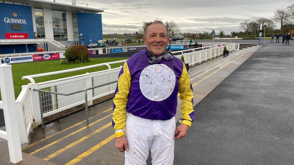 Liam Burke after riding Teuchters Glory to win the Limerick bumper at the age of 66 