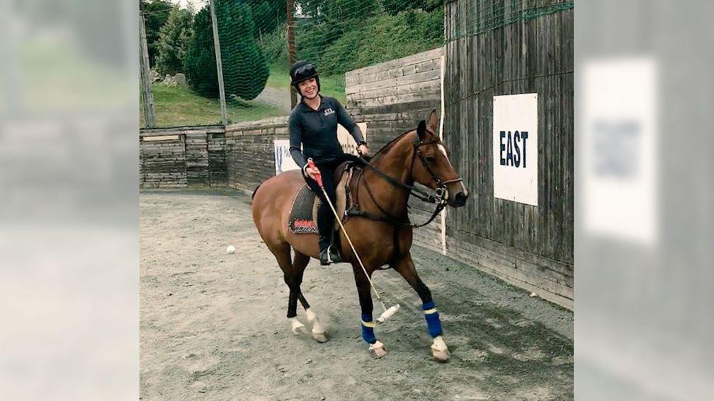Kate Harrington getting practice in for the upcoming charity polo match