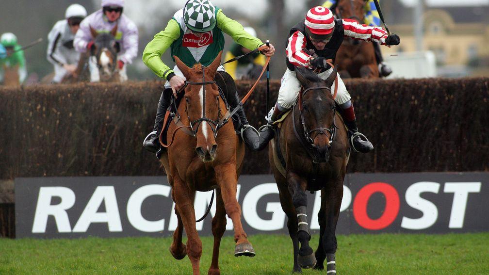 'You always knew he'd saved plenty' says Mick Fitzgerald, seen here coming out second best to Ruby Walsh on Gungadu (left) at Kempton