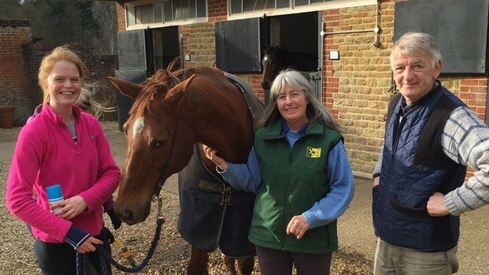Racehorse Sanctuary: co-founders Graham Oldfield (right) and Sue Collins (middle) pictured with Anne Nicholas (left)
