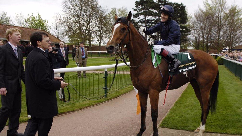 George Washington is led into the pre-parade ring after winning the 2,000 Guineas