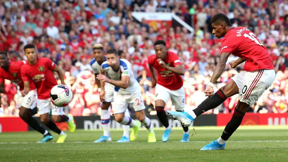 Marcus Rashford misses a penalty during Manchester United's defeat to Crystal Palace