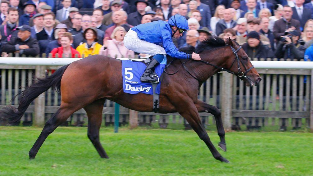 Pinatubo and William Buick win the Darley Dewhurst Stakes
