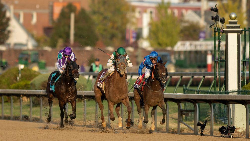 Christophe Soumillon (far right) recently came under fire for his ride on Thunder Snow in the Breeders' Cup Classic