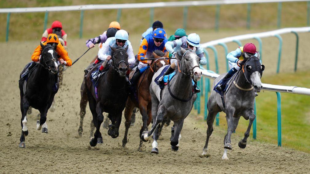 The grey Mighty Power claims his first win at Lingfield