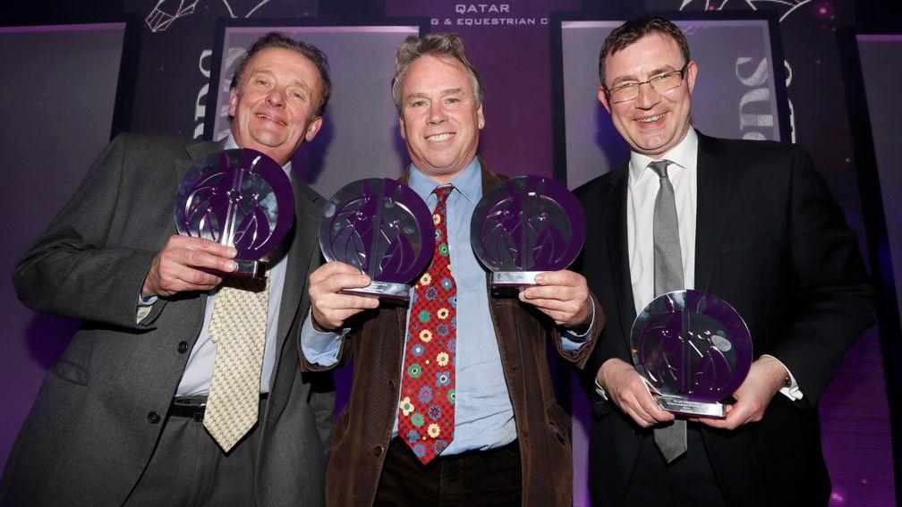 From left to right: racing writer of the year Alastair Down with photographer of the year Edward Whitaker and reporter of the year Bill Barber