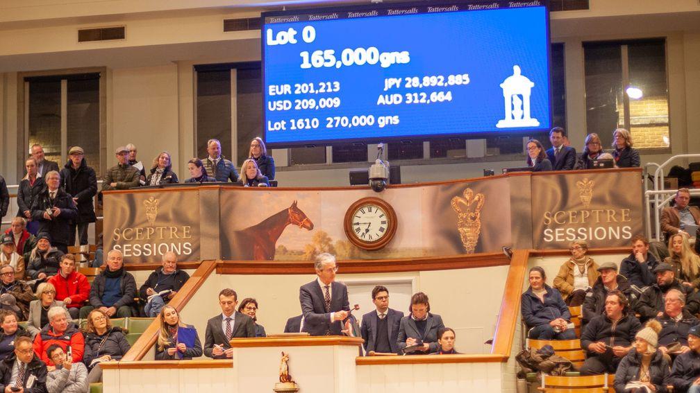The scene at the conclusion of the sale of the bronze maquette at Tattersalls on Monday