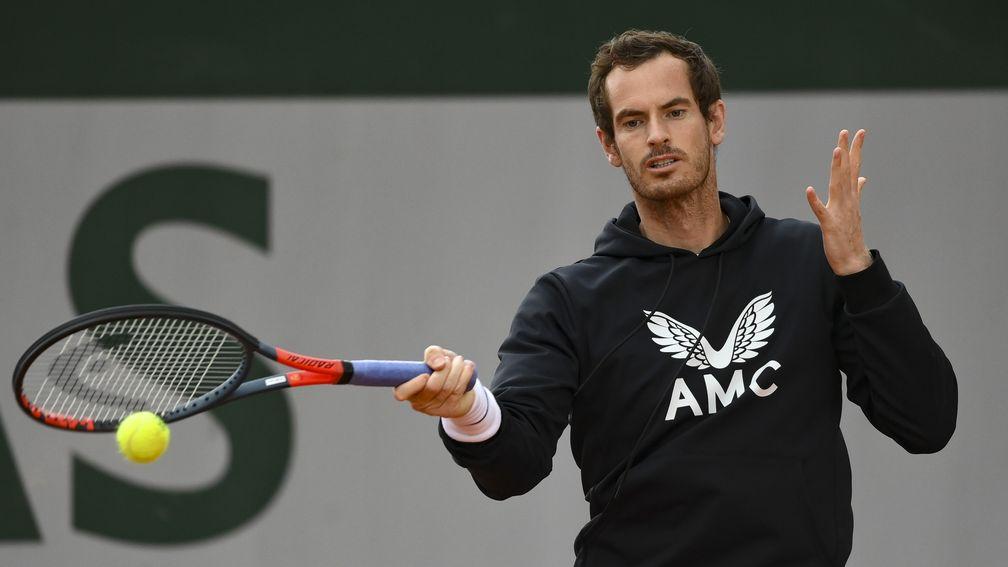 Andy Murray gets in some practice for his opening match at Roland Garros