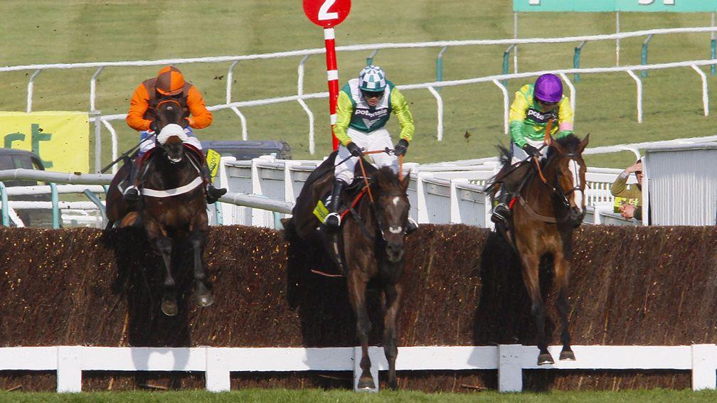 Denman (centre) and Kauto Star (right) were giants of the jumping game