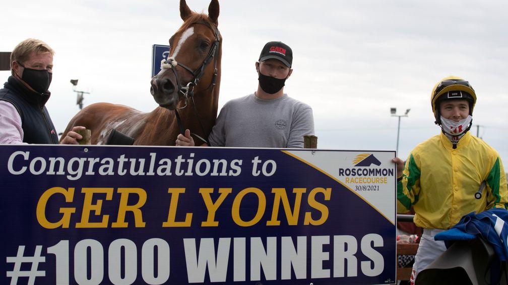 Trainer Ger Lyons' 1,000th winner is celebrated at Roscommon