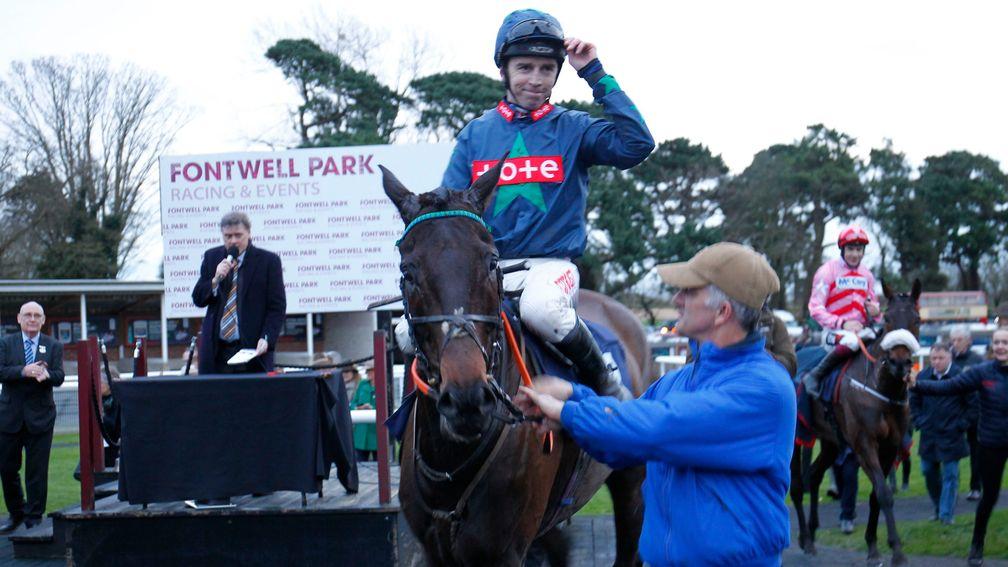 Leighton Aspell after his final ride before retirement on Itsnotwhatyouthink at Fontwell
