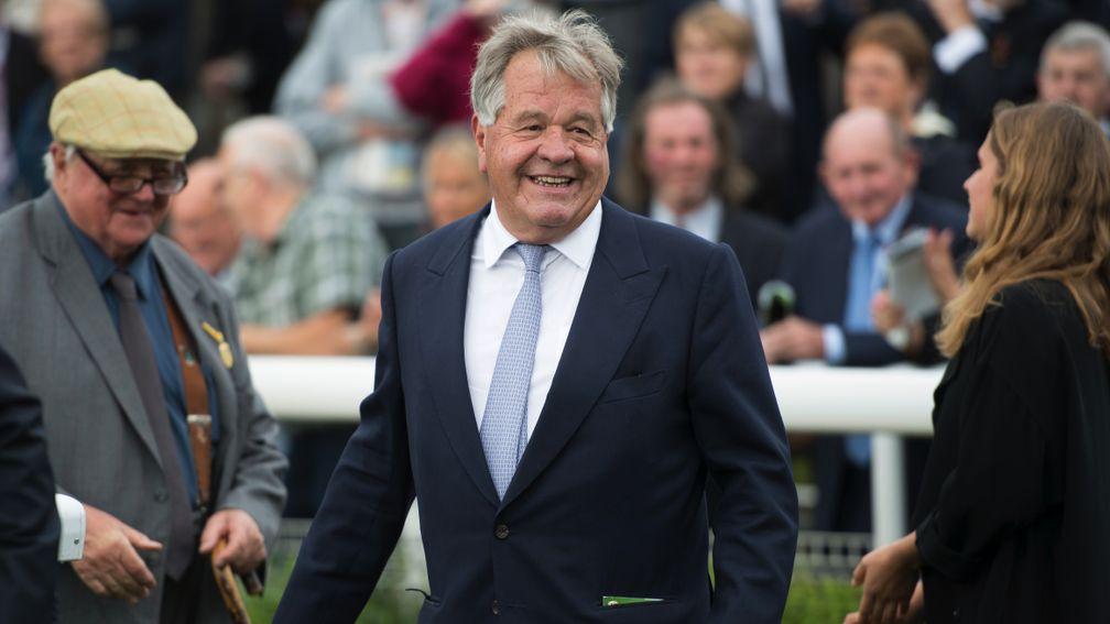 Sheer joy: Sir Michael Stoute celebrates the victory of Ulysses in the Juddmonte International