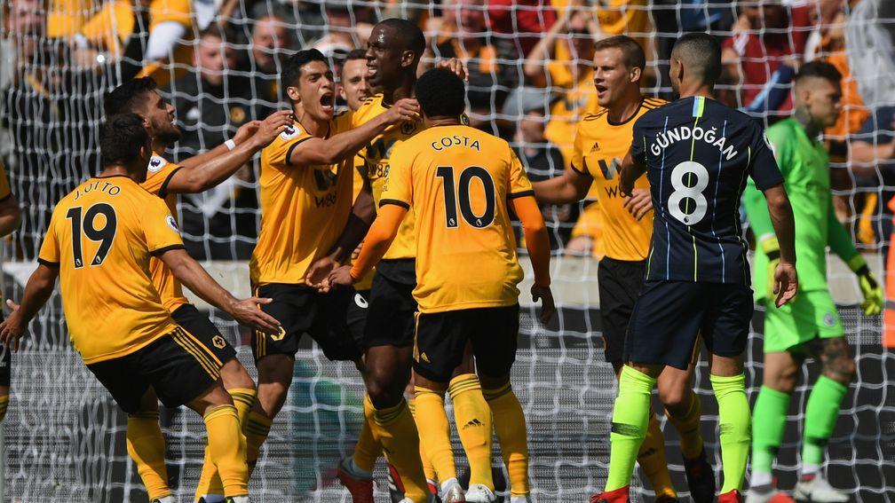 Wolves defender Willy Boly scores against Manchester City