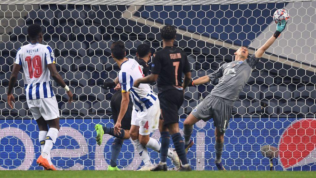 Porto's Agustin Marchesin makes a save in December's 0-0 draw with Manchester City