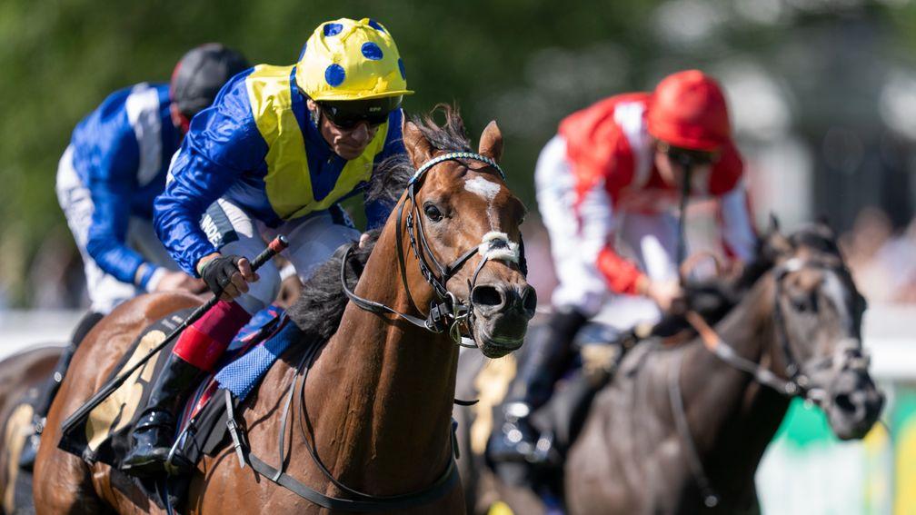 Mighty Ulysses (Frankie Dettori) wins the Sir Henry Cecil StakesNewmarket 7.7.22 Pic: Edward Whitaker
