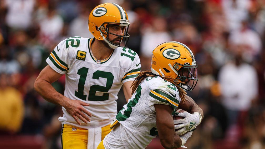 Aaron Rodgers (12) and Aaron Jones connected up well for the Green Bay Packers last week