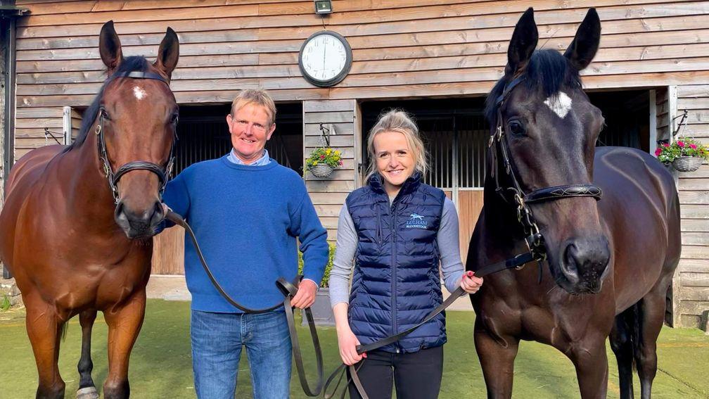 George and Libby Snell with The New One's half-brother (left) and the Mahler gelding from the family of Farmer Brown