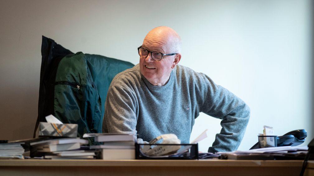 Mick Channon sets the world to rights from his desk at West Ilsley Stables in Berkshire