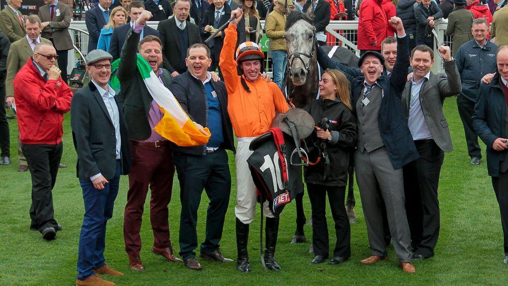 Jack Kennedy (orange) after the Supreme Novices' Hurdle with Labaik, who has also been in the news this week