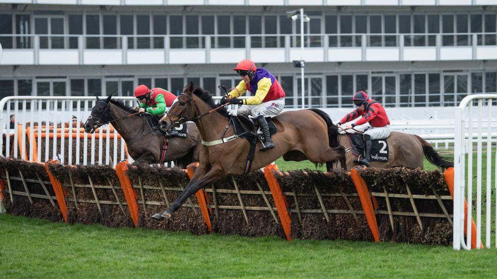 Harry Senior pings the last before storming to victory in the Ballymore Novices' Hurdle