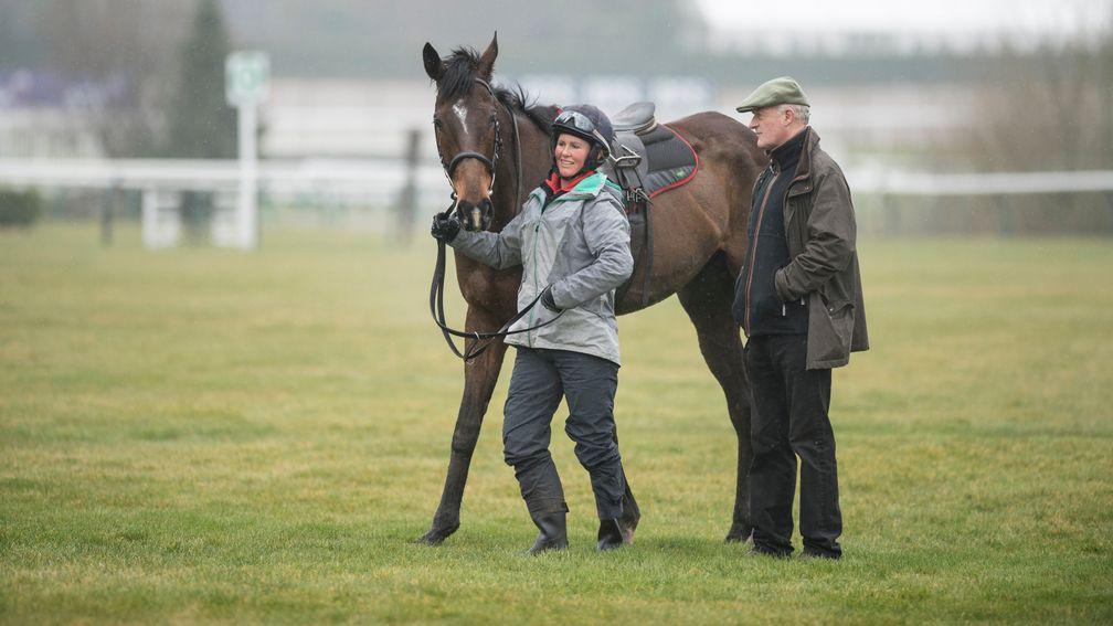 Douvan (Holly Conte) and Willie Mullins on the gallopsCheltenham 12.3.18 Pic: Edward Whitaker