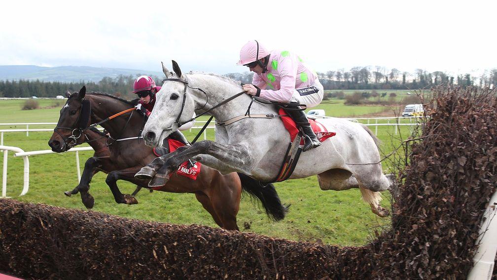 Ballycasey and Clarcam eyeball each other during the Red Mills Chase