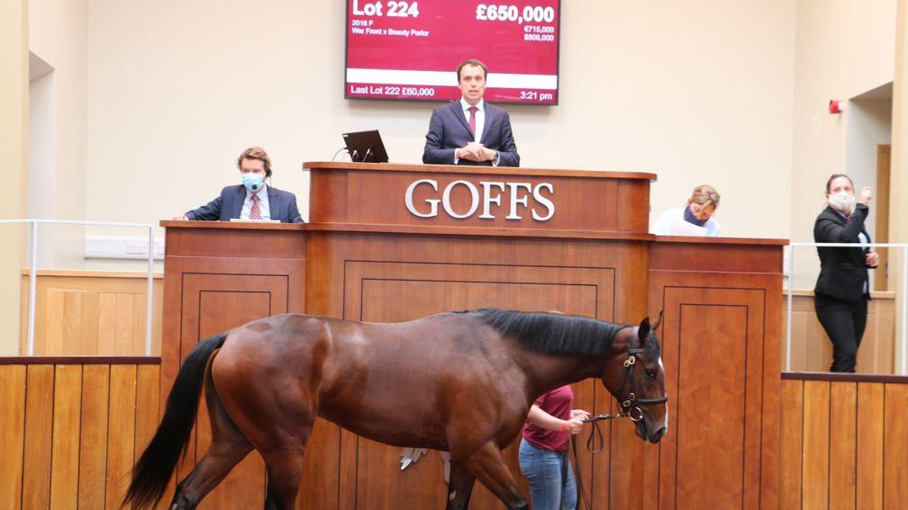 The sales-topping War Front filly brings £650,000 in the Doncaster ring