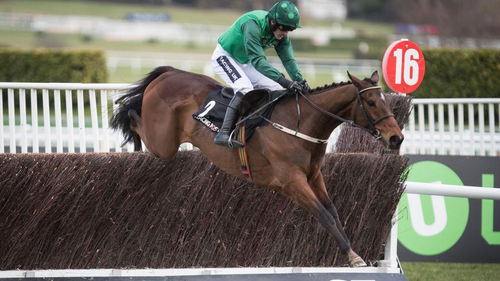 Walsh and Footpad sail over the final fence on the way to victory in the Racing Post Arkle Chase