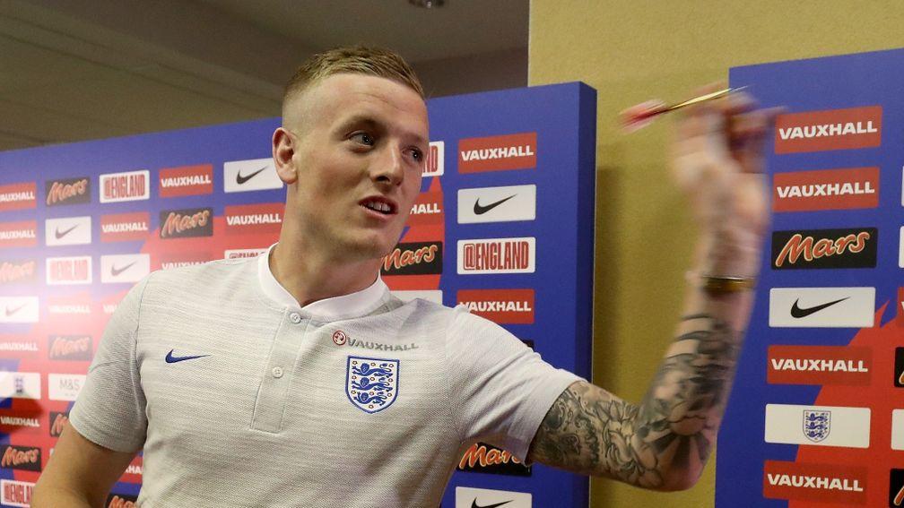 Jordan Pickford warms up for his World Cup debut with a spot of darts