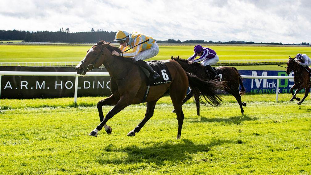 Pretty Gorgeous: winning the Group 2 Debutante Stakes at the Curragh