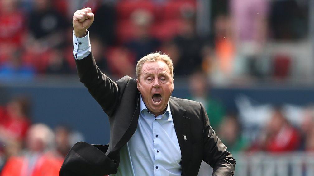 Harry Redknapp, manager of Birmingham City celebrates after his side avoid relegation after the Sky Bet Championship match between Bristol City and Birmingham City