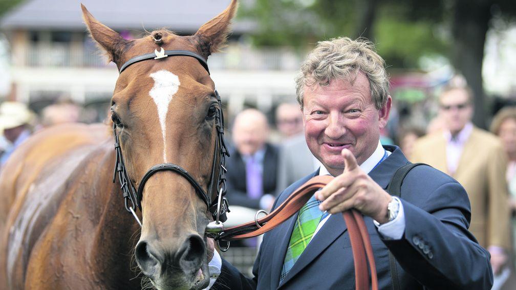 Mark Johnston with his record-breaking winner Poet's Society at York last August