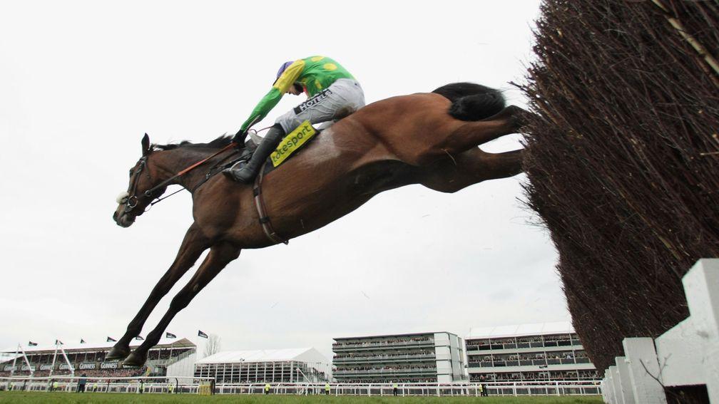 Ruby Walsh and Kauto Star clear the second-last fence in the 2009 Cheltenham Gold Cup