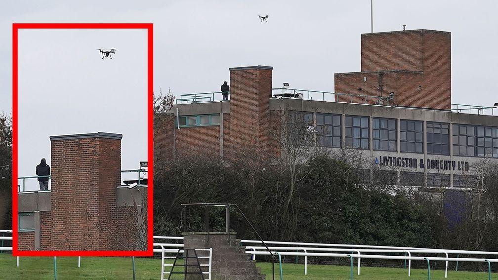 The drone operator with the device spotted over Leicester racecourse on Tuesday