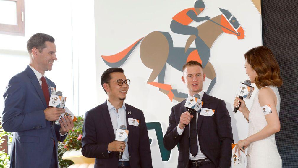 Frankie Lor (second left) and Zac Purton (second right): champion trainer and jockey respectively