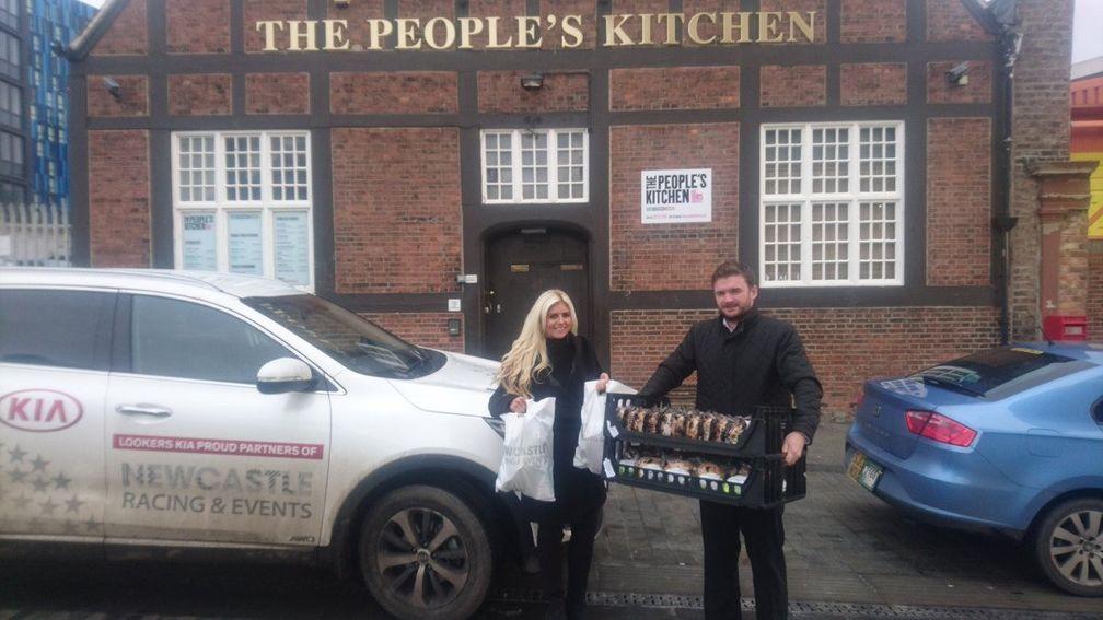 Special delivery: the team at Newcastle deliver the food to The People's Kitchen
