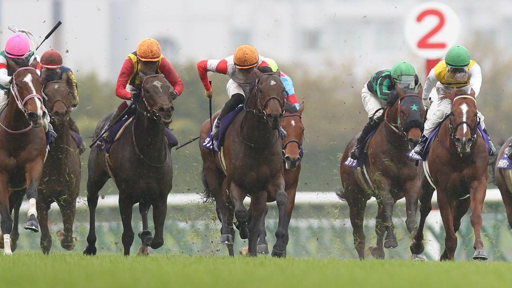 Danon Smash (centre, white and red, orange cap): is rewarded with his first Grade 1 win in Japan