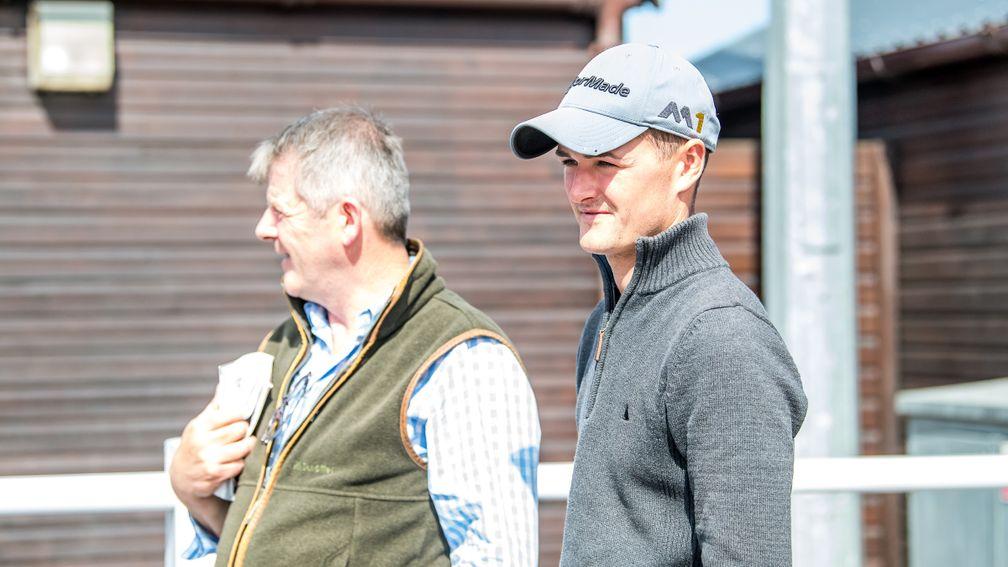 Oakgrove Stud's David Hilton (right), on duty at Goffs UK, pictured with Joseph Tuite