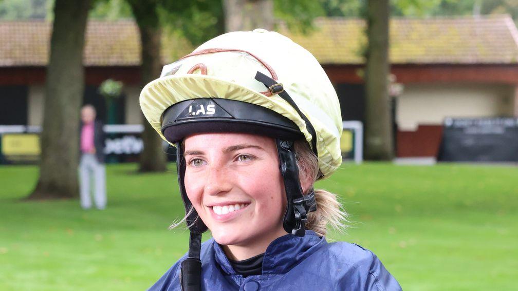 Hannah Fraser is all smiles after gaining her first victory in the saddle