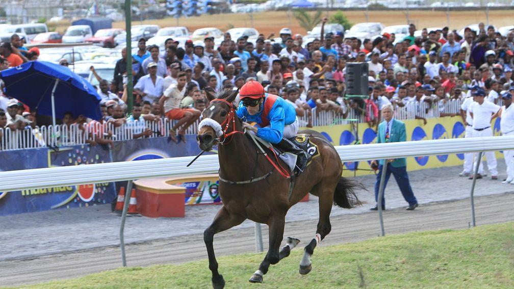 Paul Mulrennan on his way to victory at Champs de Mars in Port Louis, Mauritius
