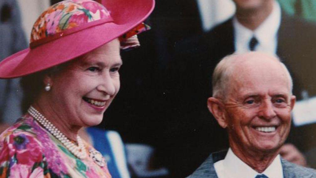 Edgar Britt with the Queen: the Australian great spent 15 years in Britain and won all the domestic Classic except the Derby