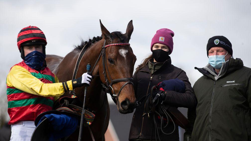 Max Flamingo: with Denis O'Regan (left) and Francis Casey (right) after winning at Fairyhouse last year