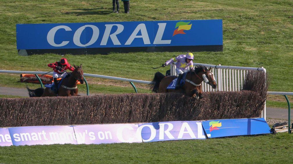 Takingrisks jumps clear of Crosspark on his way to victory