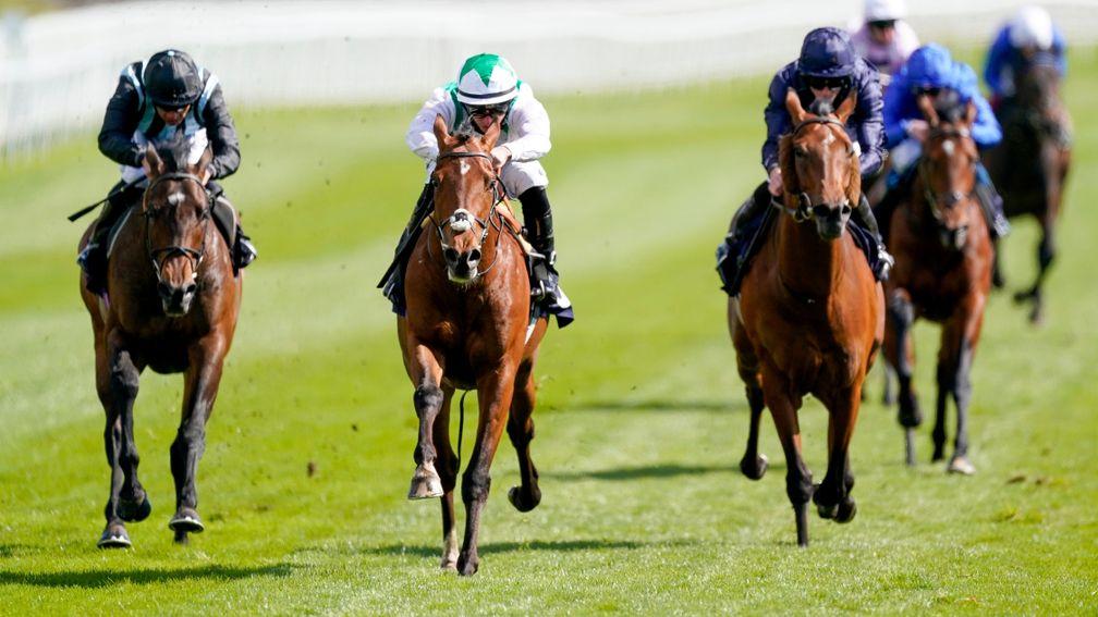 Youth Spirit (white) wins the Group 3 Chester Vase Stakes