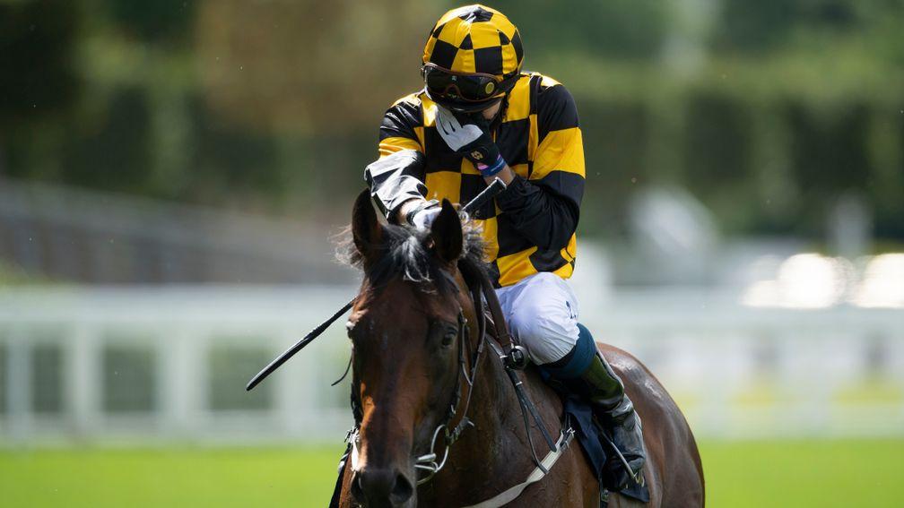 An emotional Kevin Stott riding Hello Youmzain after winning the Diamond Jubilee Stakes at Ascot